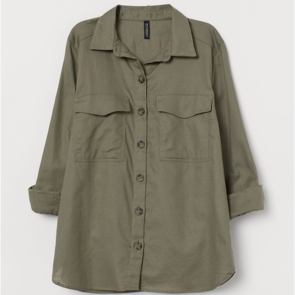 Shirt 100% Cotton in Khaki Green Size Small